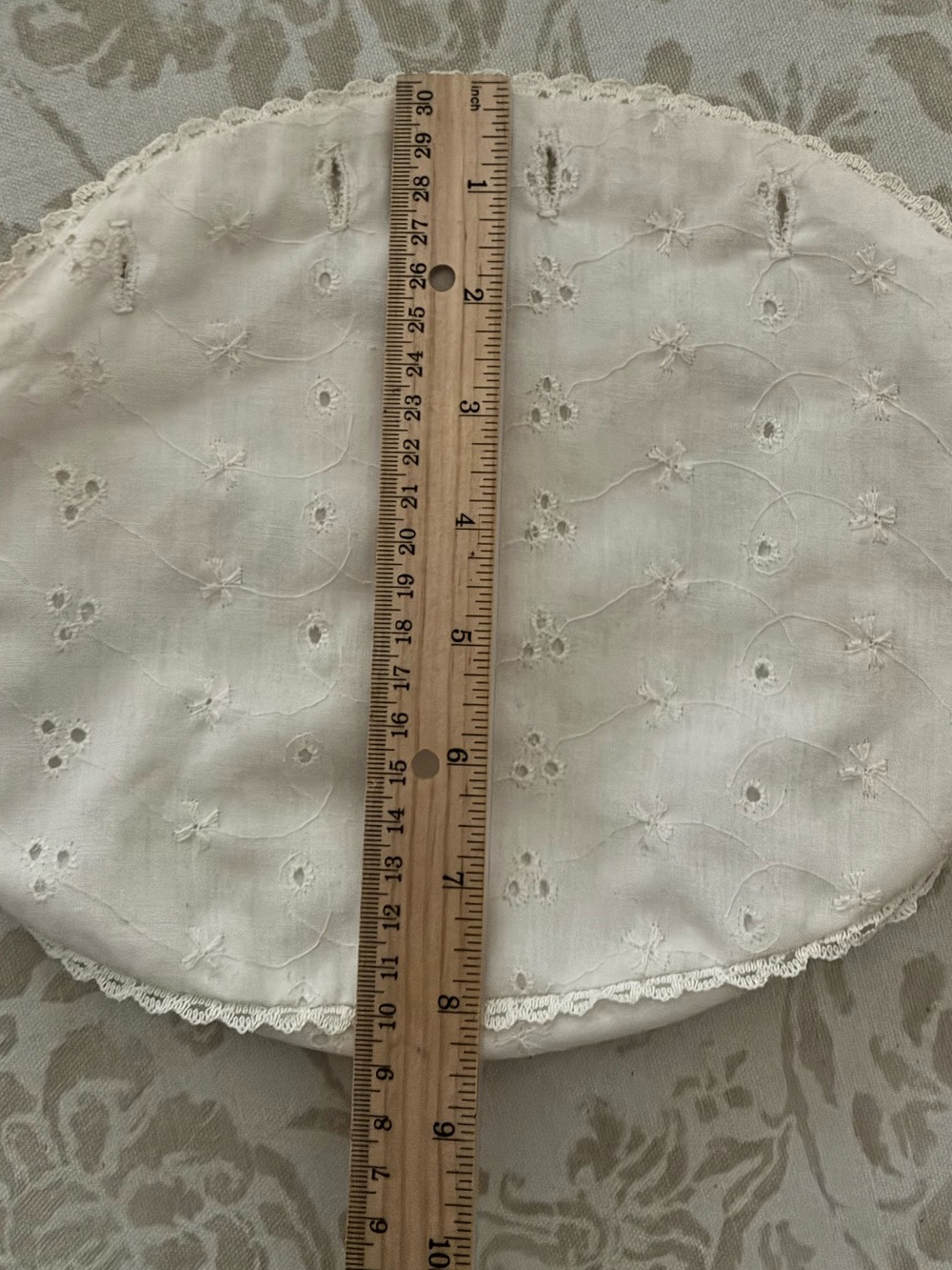 Bermuda Bag Cover Ivory White Eyelet Cotton 4 Button Vintage - Picture 3 of 3